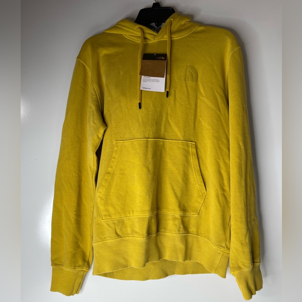 MENS NORTH FACE GARMENT DYE HOODIE NEW WITH TAG SIZE S SMALL MINERAL GOLD.